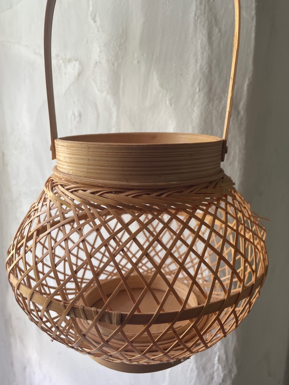 Hand Crafted Woven Bamboo Lantern Basket - Natural
